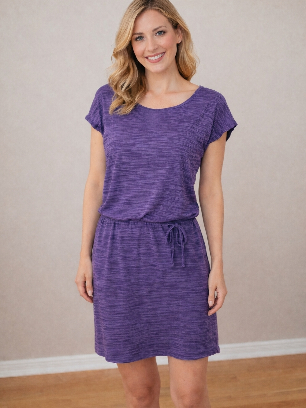 MEC Purple Short Sleeve Midi Dress